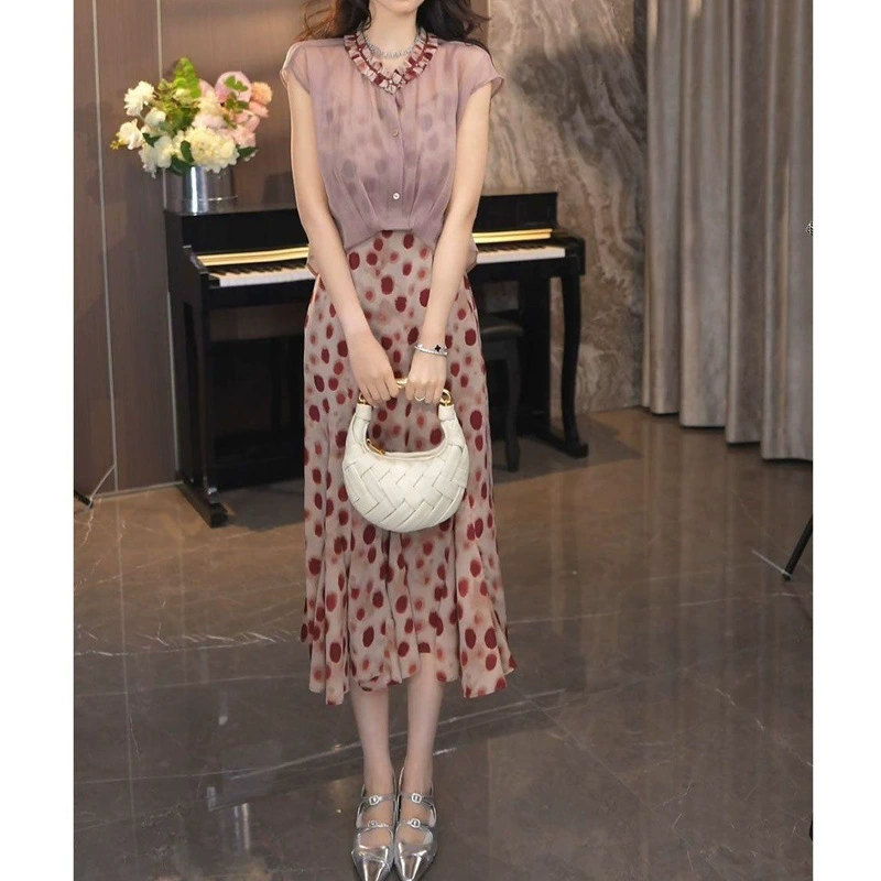 7427 спотовых летних темпераментных тонких платьев, чтобы покрыть талию, чтобы покрыть мясо