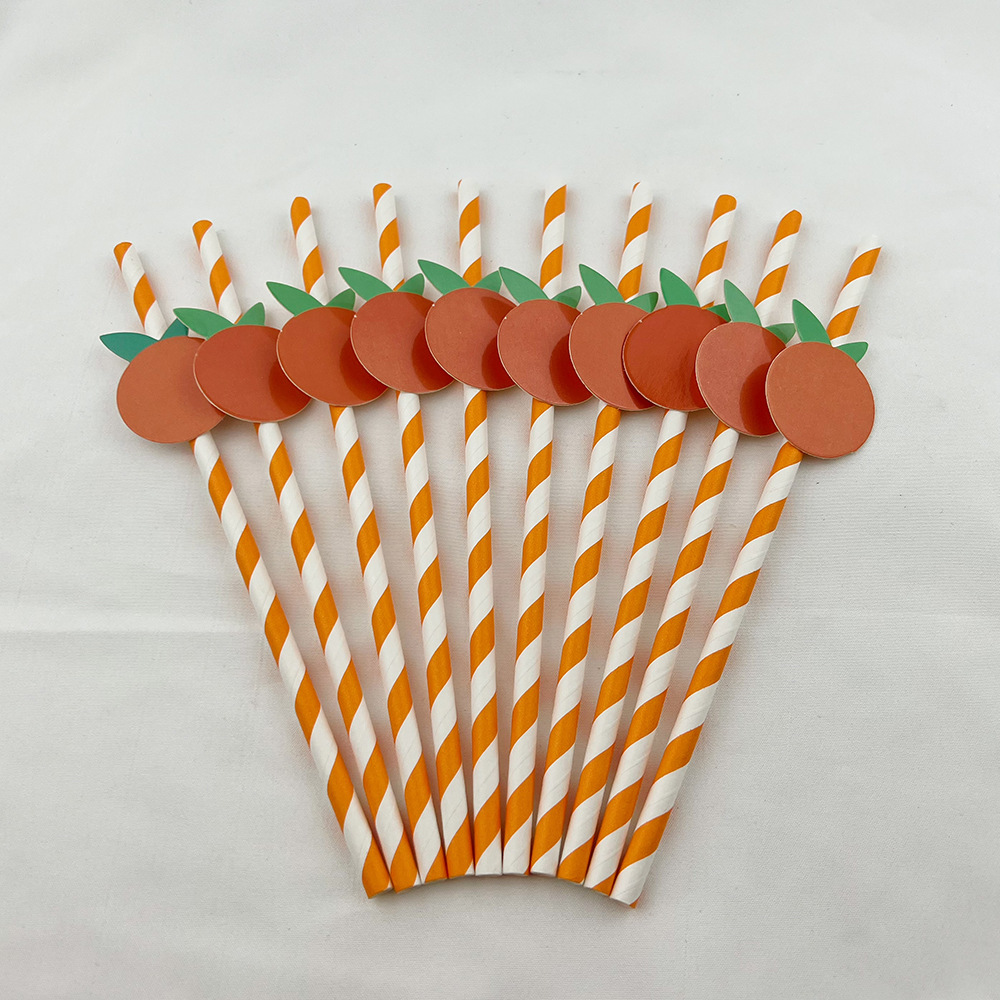 Internet celebridad paja decorativa naranja tarjeta de papel paja desechable degradable paja fiesta postre barra paja