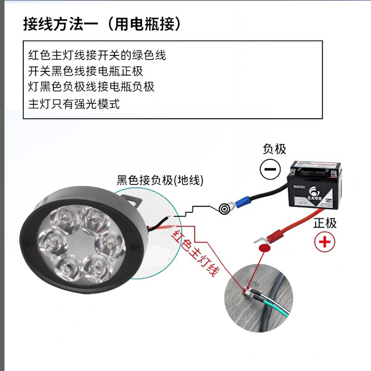 Motocicleta led proyector impermeable coche eléctrico faro modificado luz triciclo espejo retrovisor luz instalada luz externa