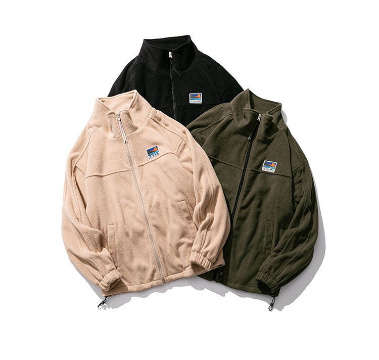 Nouvelle veste en laine d'agneau, sweat à capuche en polaire pour homme, col montant automne et hiver, polaire polaire, veste décontractée pour étudiant pour vêtements d'extérieur_voghion.com