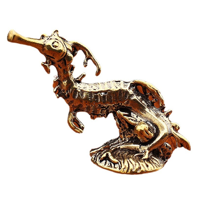 국경을 넘나드는 해양 동물 골동품 빈티지 해마 황동 장식품 티펫 데스크탑 장식 공예 컬렉션 기념품