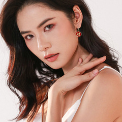 Chinese-style asymmetrical prosperity diamond chain earring with tassel, women's ethnic fashion quality earring, New Year's novelty niche earring accessory