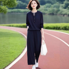 春秋显瘦休闲运动套装女2025年流行新款时尚洋气卫衣九分裤两件套