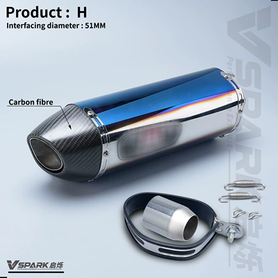R3 Zx4R Silencer R77 — Motorcycle exhaust pipe - 8-r77-half-blue-body-real-carbon-fiber-tail-51mm