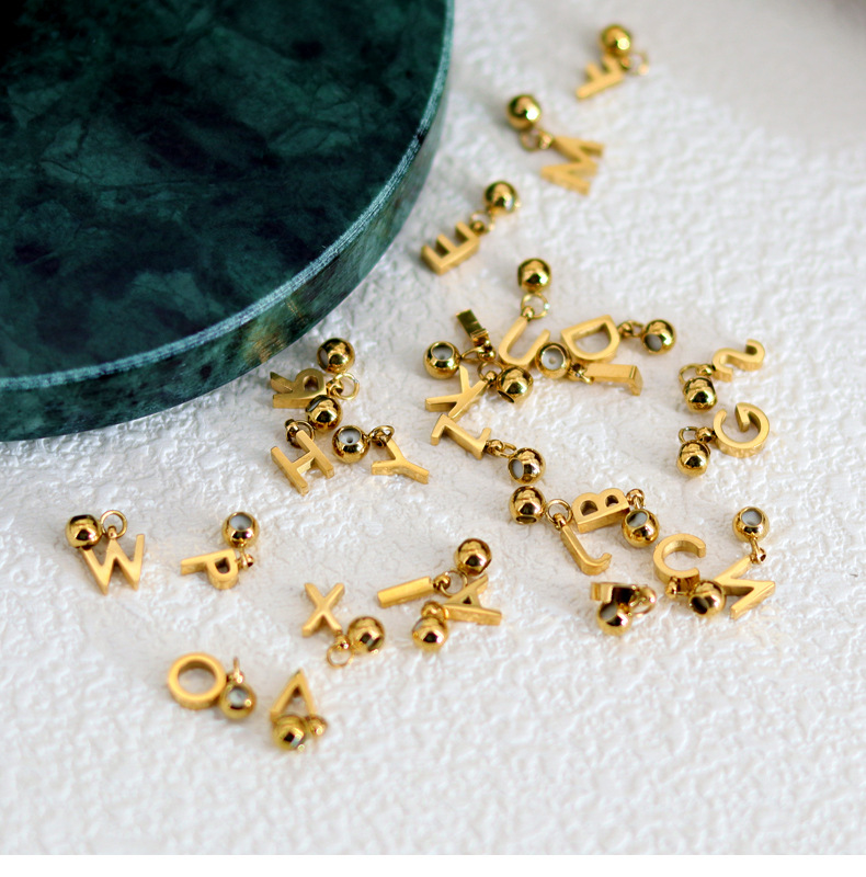 1 Pieza Acero Inoxidable 304 Chapados en oro de 18k Letra Colgante display picture 4