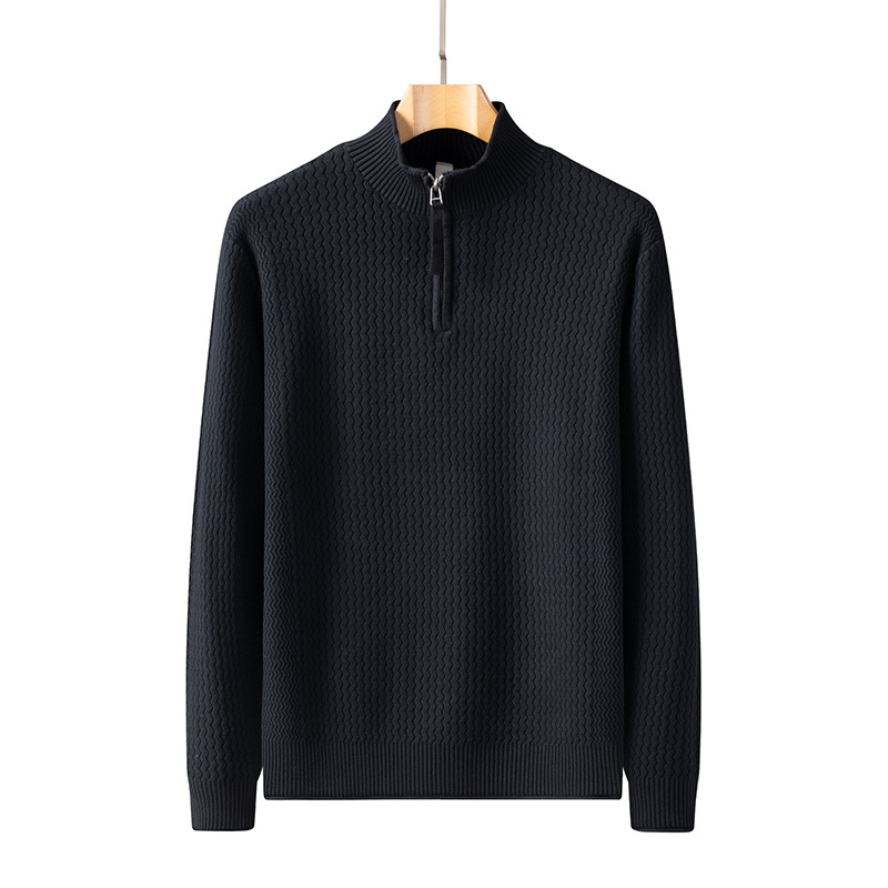 High-end zipper casual jersey invierno delgado suéter de cuello vertical transfronterizo medio cuello alto cardigán hombre chaqueta personalizada