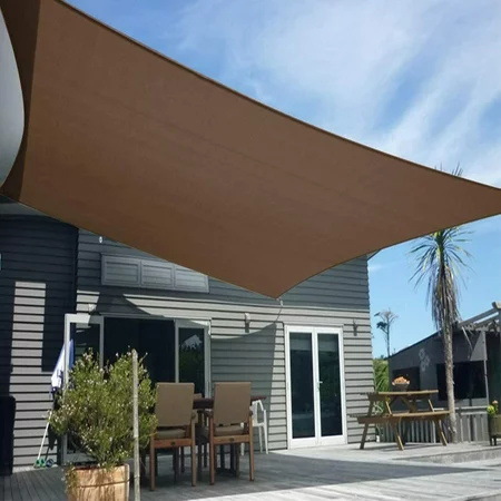 咖啡色遮阳网 加密加厚遮阳帆室外遮光网 包边打孔三角四角遮荫网