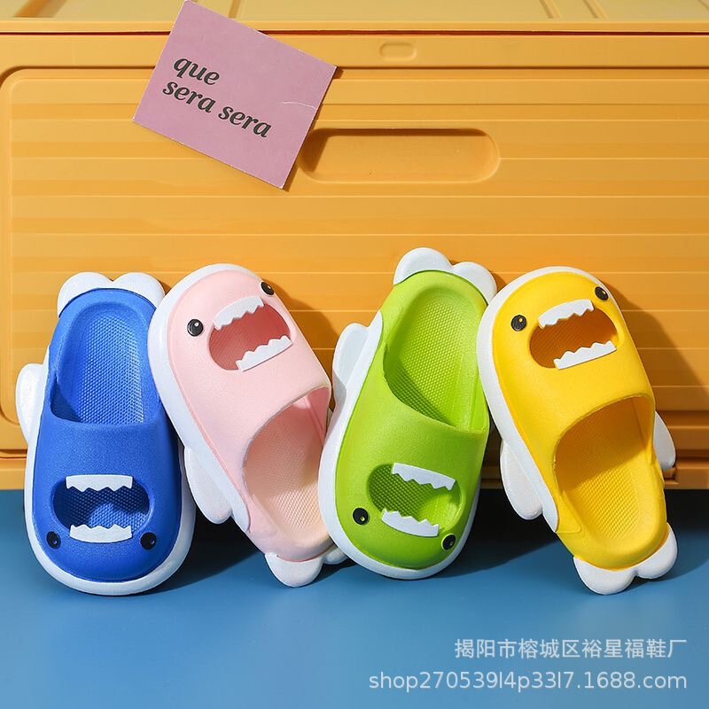 Boys Summer Shark Cute Internet Celebrity Cartoon Children's Sandals Bathroom Non-Slip Girls Douyin Outerwear Feeling