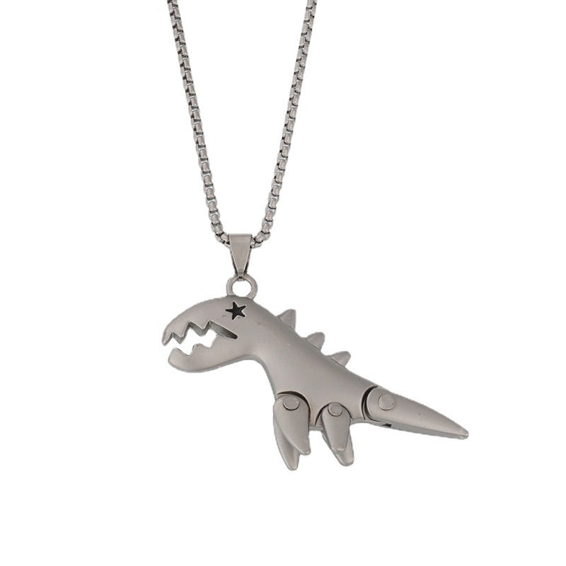 Necklace high-end black dinosaur hip-hop sweater chain design sense niche titanium steel pendant personality trendy_voghion.com