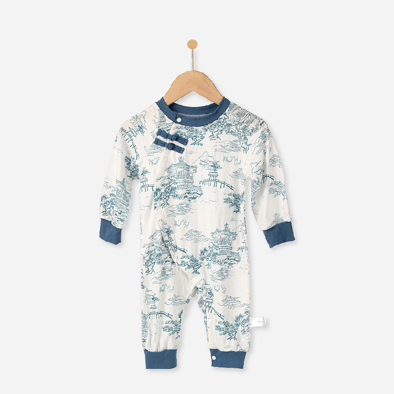 China estilo Han ropa de bebé manga larga bata para hombres y mujeres bebés otoño y invierno ropa de recién nacidos de escalada de algodón puro