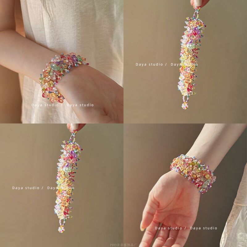 Tailand Holiday Vacation-Style Colorful Beaded Bracelet with a High-End Feel, Unique Design, Fairy-Like Charm Bracelet Jewelry