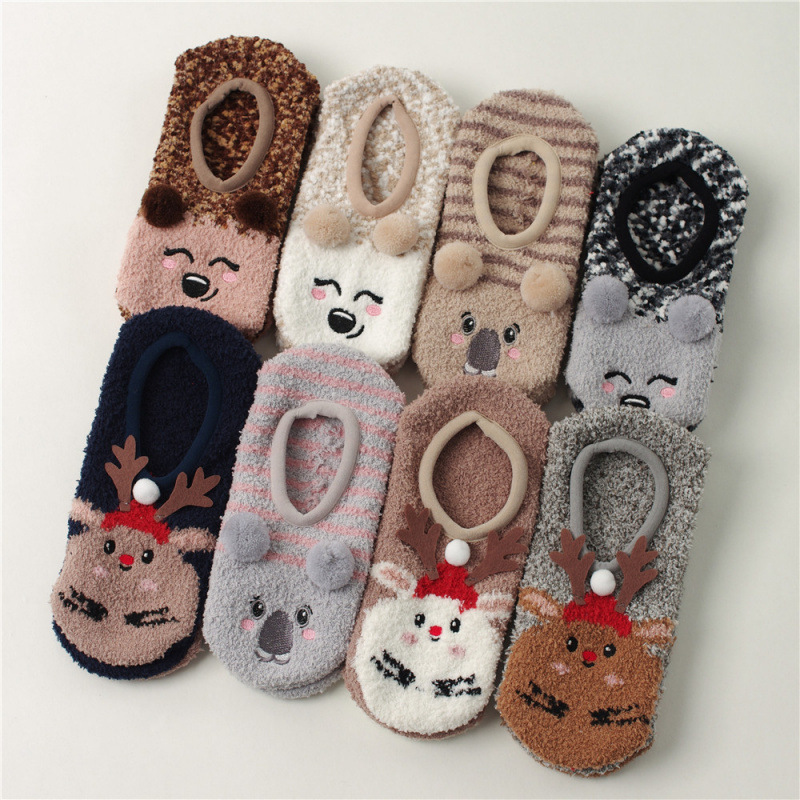 Women's Slipper Socks, Indoor Floor Socks, Non-Slip Warm Socks, Home Socks with Grip, Christmas Socks, Coral Fleece Sock Covers Women's Slipper Socks, Indoor Floor Socks, Non-Slip Warm Socks, Home Socks with Grip, Christmas Socks, Coral Fleece Sock Covers