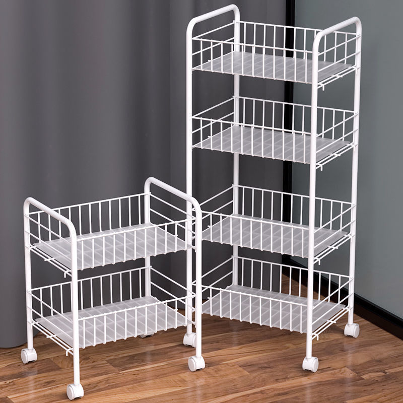 Snack Storage Rack Kitchen Storage Rack Floor-Standing Bathroom Dormitory Vegetable Basket Trolley Bedroom Bedside Mobile Bookshelf