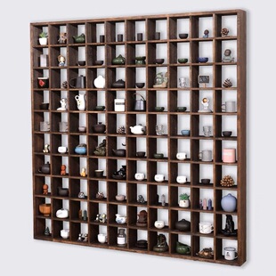 Wall-mounted Storage Rack Antique Rack Solid Wood Chinese-style Multi-treasure Plaid Wall-mounted Tea Pot Multi-treasure Pavilion Wall Ornaments
