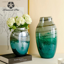 钻石星中式玻璃花瓶批发创意艺术海绿色水培插花器家居软装饰摆件