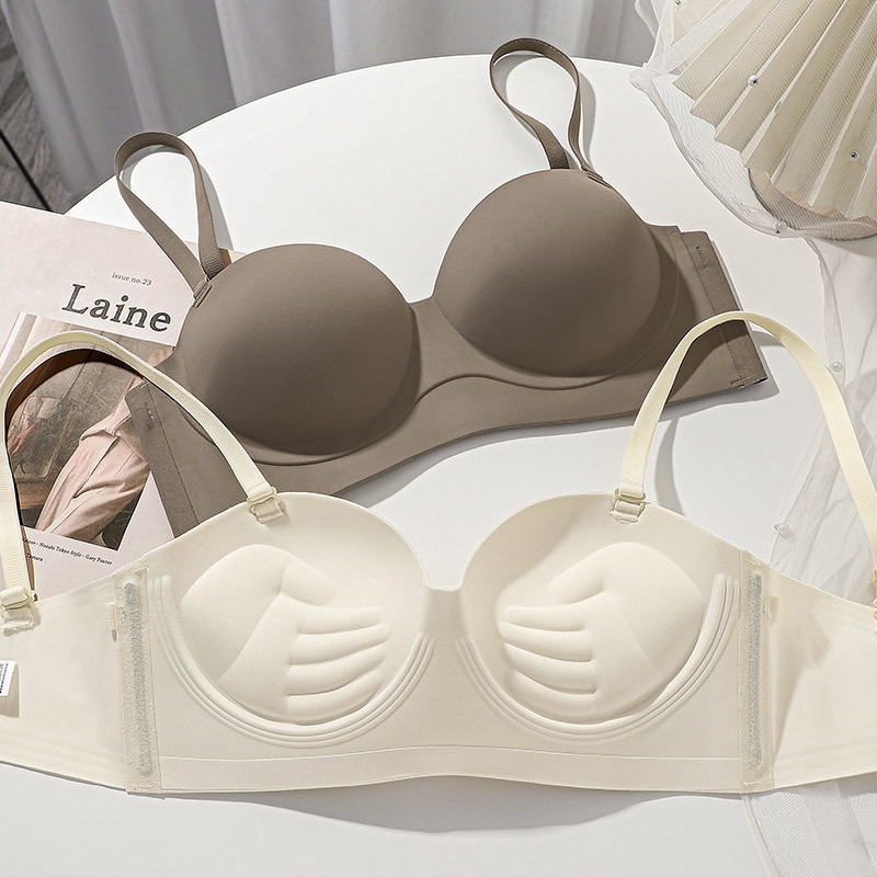 Comic Breast] Expanded Breast Underwear Women's Small Breast Gathering Flat Chest Aa Cup Thickened Seamless Half Cup Bra Beautiful Breast