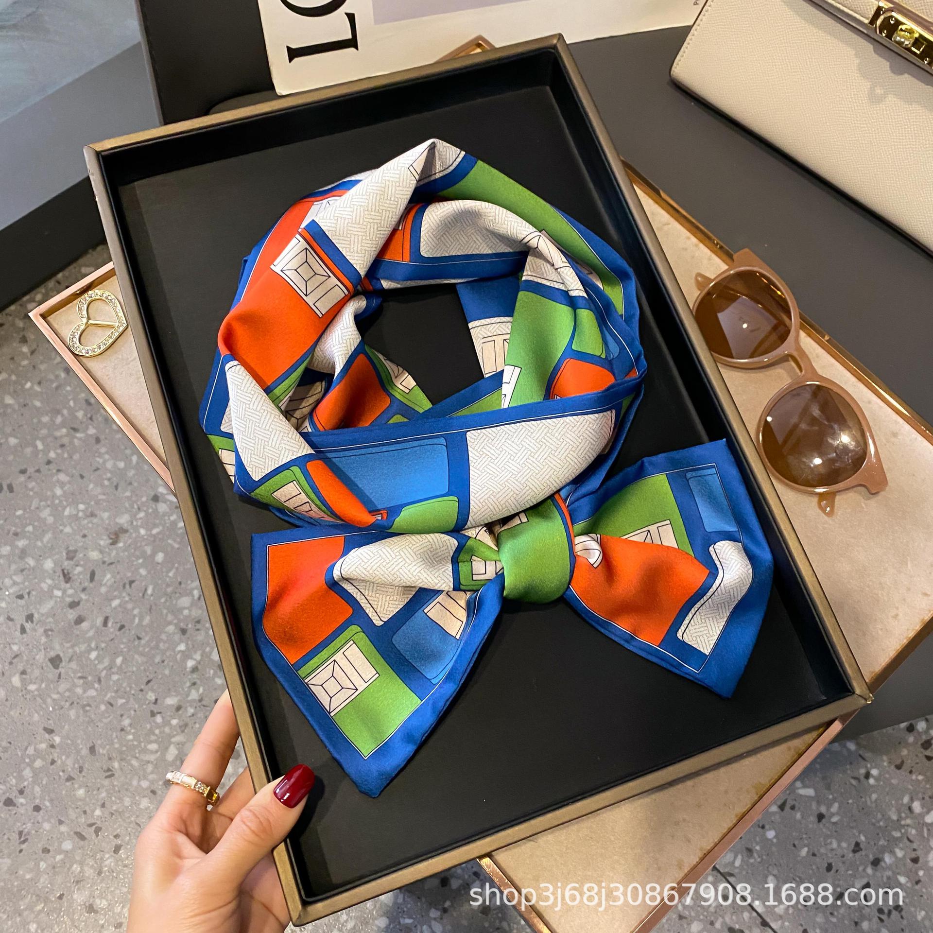 Nuevo bufandas de seda de impresión delgada y larga para mujeres nuevas bandas de moda de decoración profesional bufandas