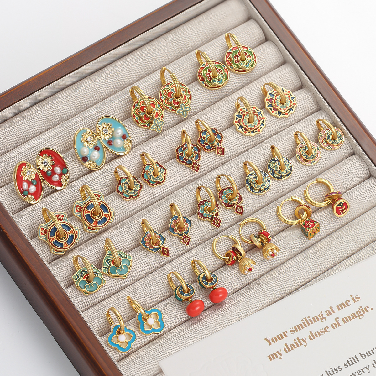 New Chinese in spring summer are light luxurious, high grade, auspicious pattern, enamel, China-Chic earrings, small_voghion.com