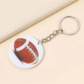 外贸Ebay橄榄球钥匙扣木质运动橄榄球挂件汽车钥匙圈包包饰品挂件