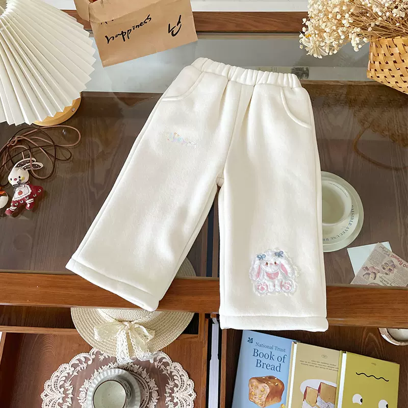 【现货】DK252273儿童加绒童裤2025冬季新款打底休闲裤子松紧运动