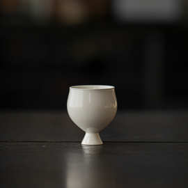 象牙白高足杯仿宋 陶瓷高脚茶杯品茗杯白酒杯小茶盏小品杯