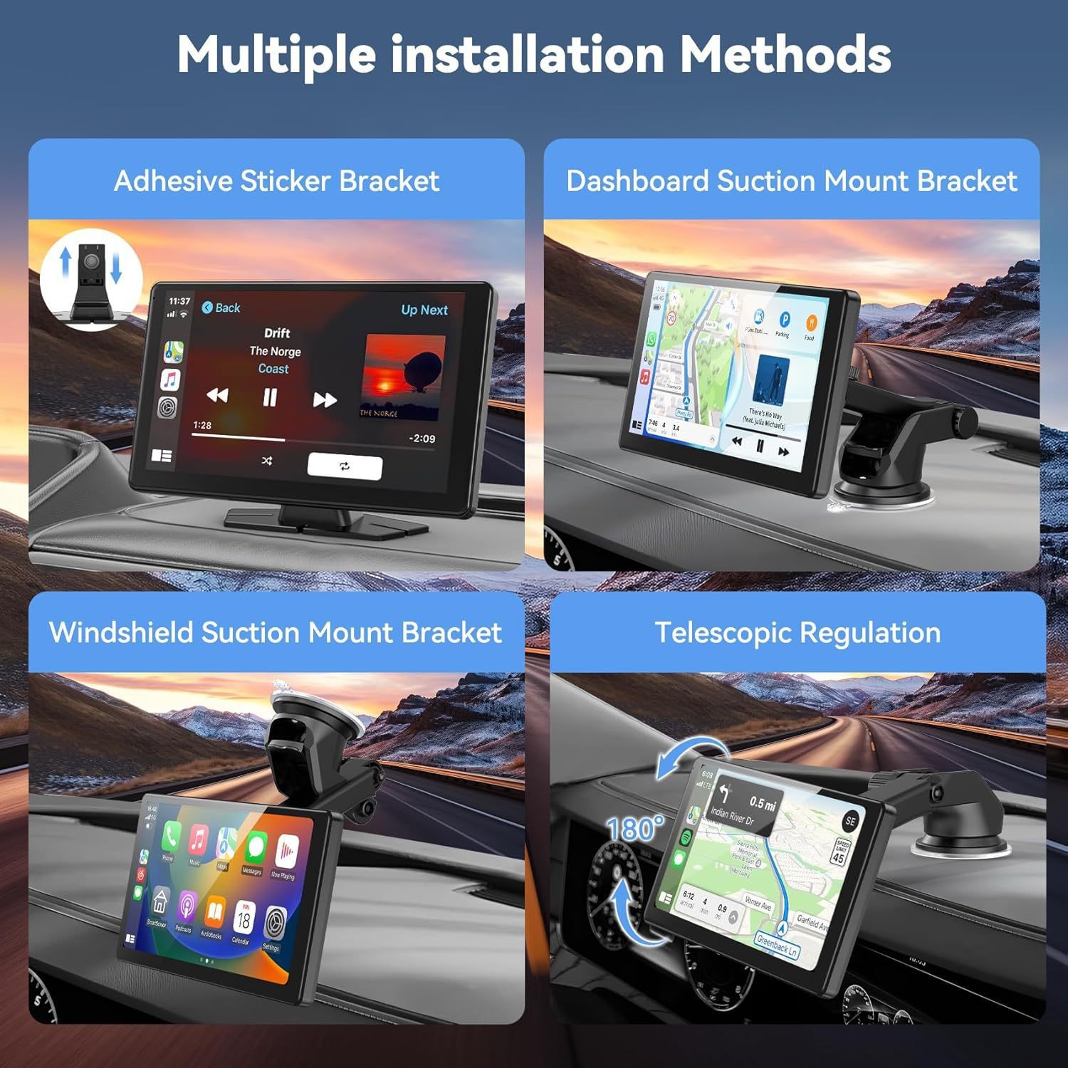 9inch Portable Carplay Recorder Wireless Android Auto Smart Screen Car Navigation MP5 Player