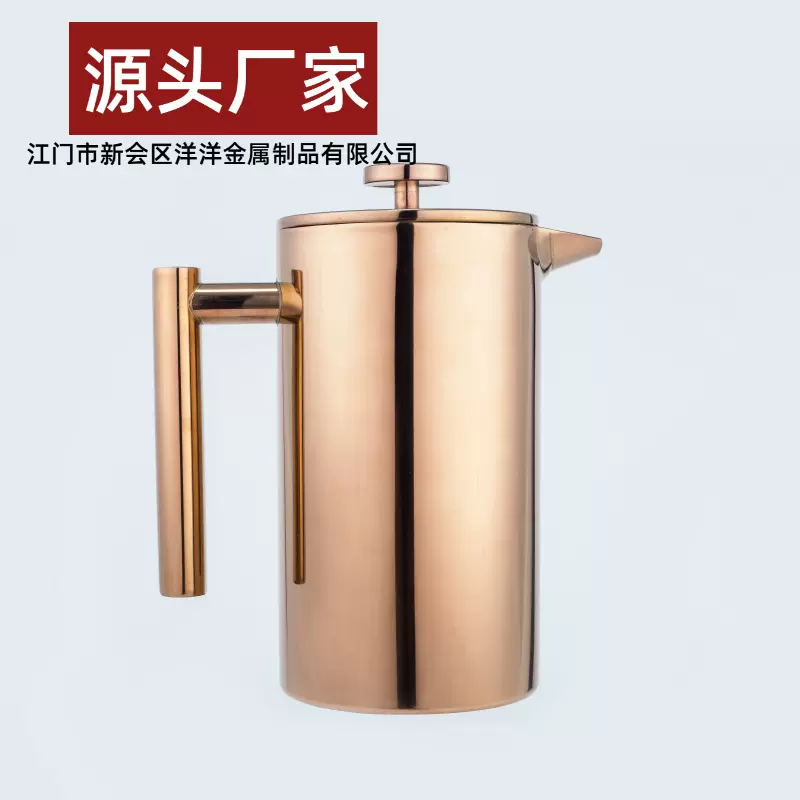 不锈钢304双层法压壶手冲咖啡壶法式滤压壶 手动咖啡壶亚马逊热卖