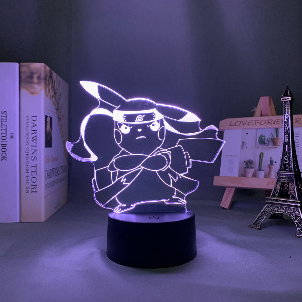 Baokemeng Pikachu 3D luz de la noche LED producto creativo mascota elfo regalo lámpara Mesa mágica bebé