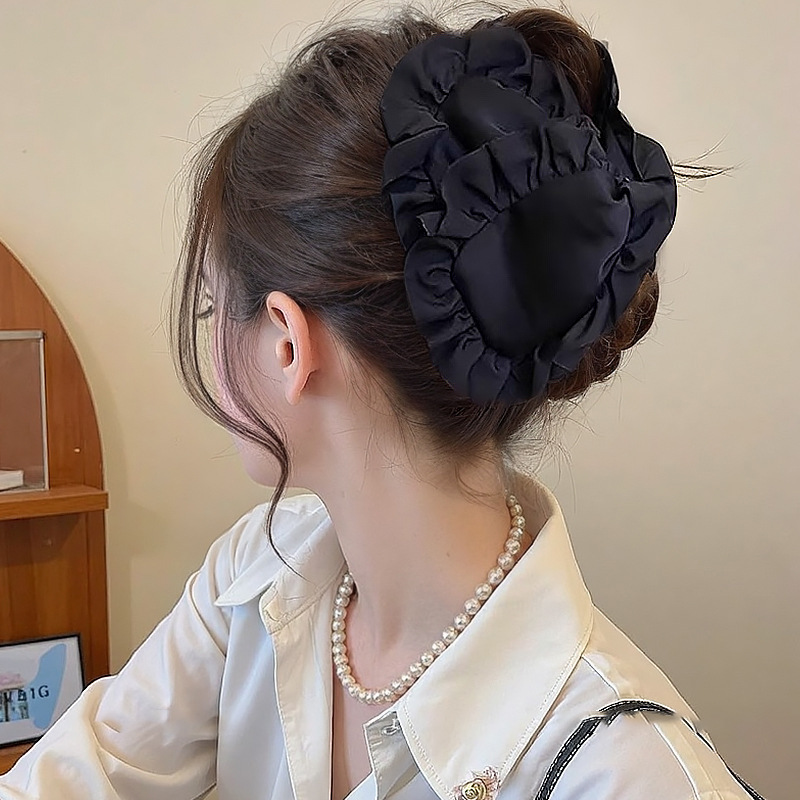 新しいレトロな韓国生地のリボン三角形クリップ女性の大きなヘアクリップ後頭部の髪の量シャーククリップ|undefined