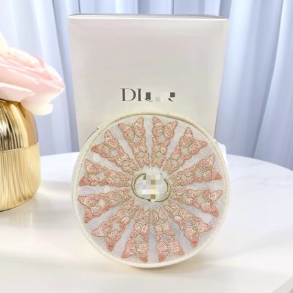 26Th Anniversary New D Brand Mother's Day Limited Edition Gift Round Mesh Embroidered Butterfly Makeup Bag Storage Pouch with Box