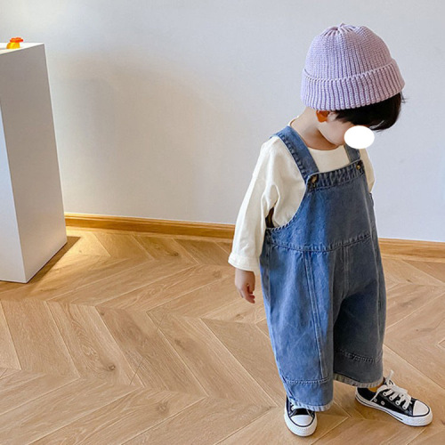 Boys' jeans, stylish overalls, jumpsuits,  spring and summer Korean style wide-leg pants, children's trousers