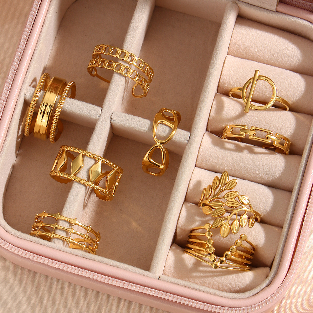 Fashion Geometric Stainless Steel Open Ring Plating Stainless Steel Rings