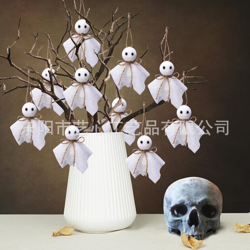 New Halloween Bat Tag Creative Wooden Bead String Hemp Rope Beaded DIY Home Wall Hanging Doll Ornament