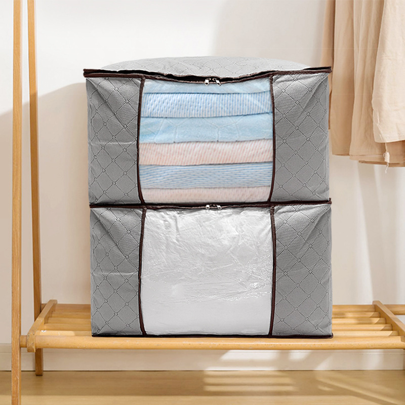 现货批发竹炭无纺布棉被收纳袋大容量衣物被子可折叠便携式整理袋