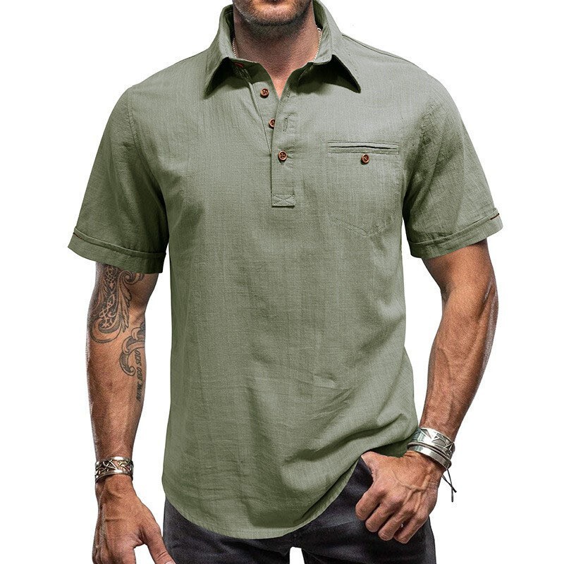 Amazon Men's Hawaiian Short-sleeved Beach Shirt Cross-border Trade Lapel Men's Shirt European and American Cotton Linen Top Amazon Men's Hawaiian Short-sleeved Beach Shirt Cross-border Trade Lapel Men's Shirt European and American Cotton Linen Top