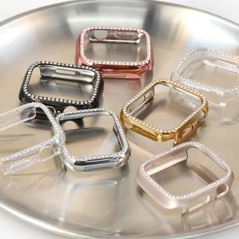 Suitable for apple watch8 encrusted single row drill case Ultra Apple Watch iwatch9SE10 half case
