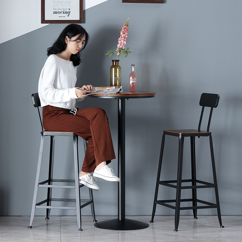 Wrought Iron Bar Table and Chair Combination Creative High Table One Table and Two Chairs Restaurant Leisure Bar Milk Tea Shop Bar Table and Chair