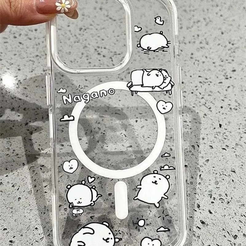 Self-Deprecating Bear Daily Is Suitable for Apple 17Promax Mobile Phone Case Iphone16 High-Looking 15 Magnetic 13 Hard Case