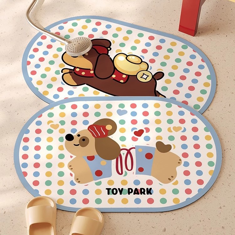 Cartoon Dachshund Bathroom Door Mat Home Bathroom Floor Mat Water-Absorbent and Dirty-Resistant Diatom Mud Floor Mat Dropshipping