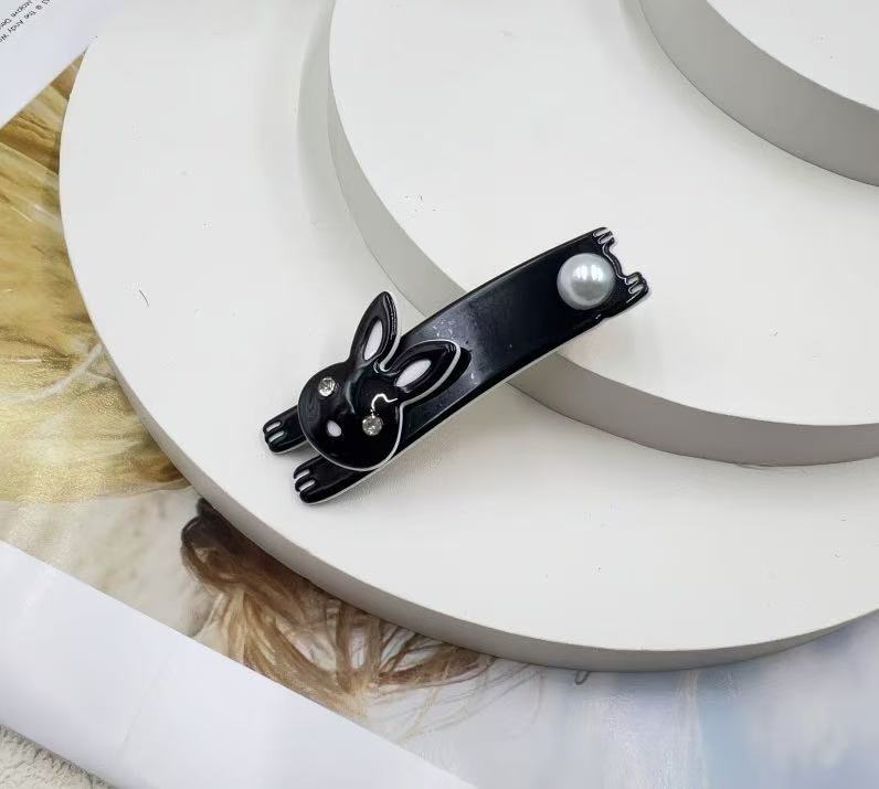 A6-아세테이트 사이드 클립-작은 토끼 스타일-블랙