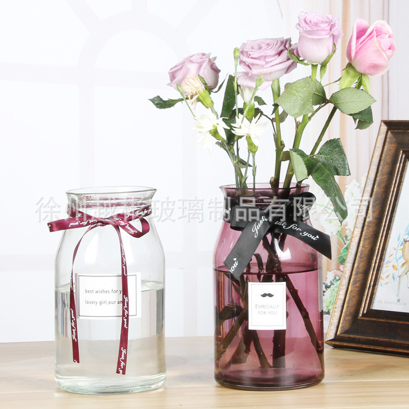 厂家批发北欧水培玻璃花瓶彩色干花瓶桌面装饰摆件花瓶