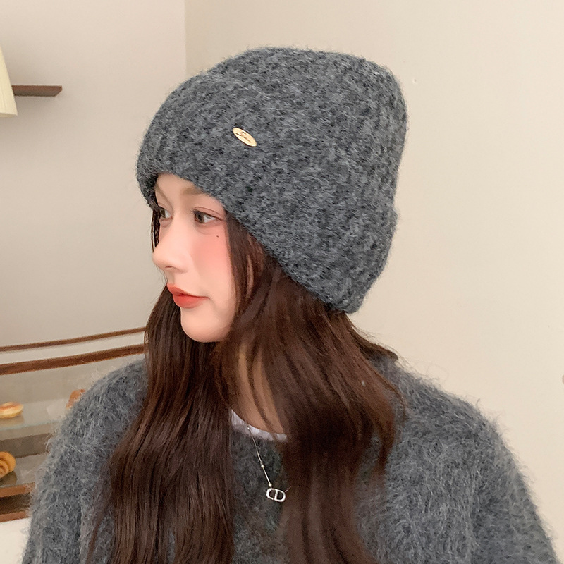 秋冬季加厚保暖护耳毛线帽子女户外防寒套头冷帽百搭大头围针织帽|undefined