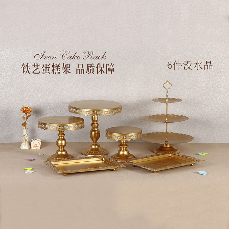 Postre de oro Decoración de mesa soporte de exhibición traje creativo europeo pastel merienda stand buffet comida fría té mesa de descanso image 7