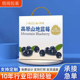 蓝莓瓦楞平顶礼盒空盒小批量彩盒包装盒印刷水果农产品手提礼盒