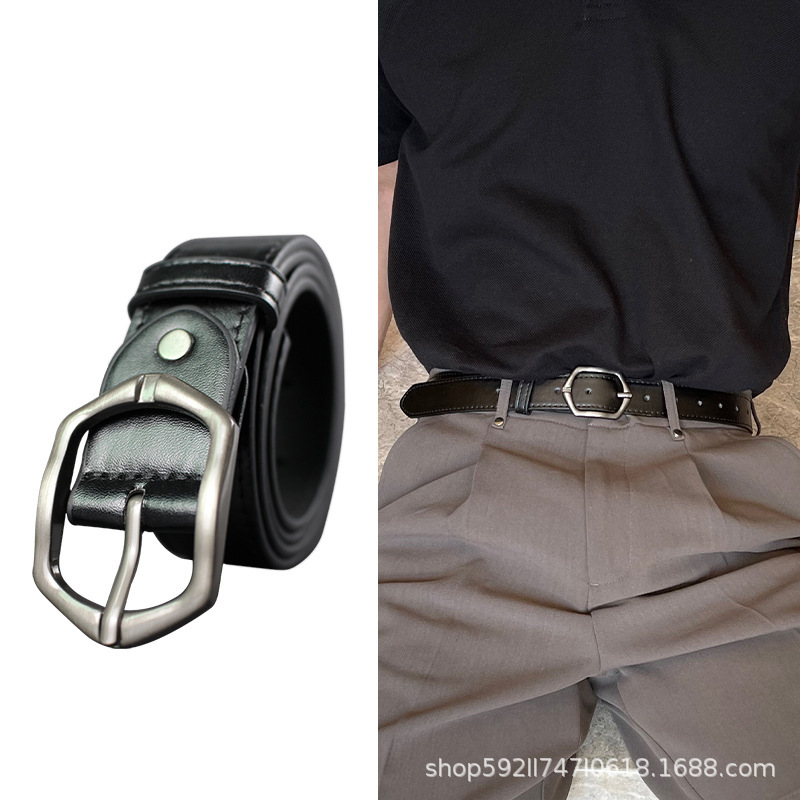 Ins Hong Kong Style Men's Belt New Simple and Versatile Korean Style Casual Pants Belt Trendyy Student Fashion Trouser Belt for Men