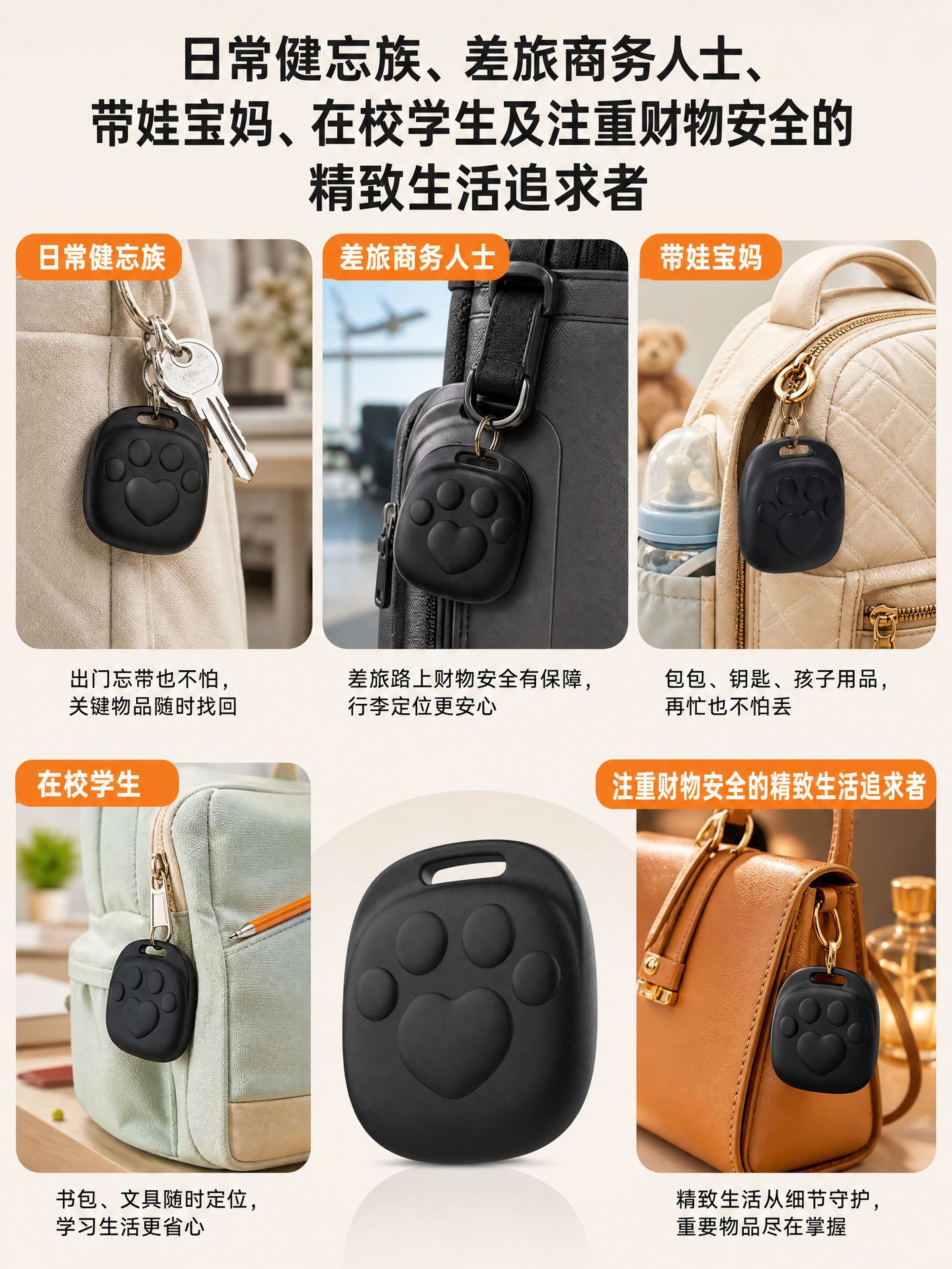 Smart Anti-Loss Tracker Dual System Compatible with Apple and Google Find My Locator Key Bag Luggage Anti-Loss Tracking Device