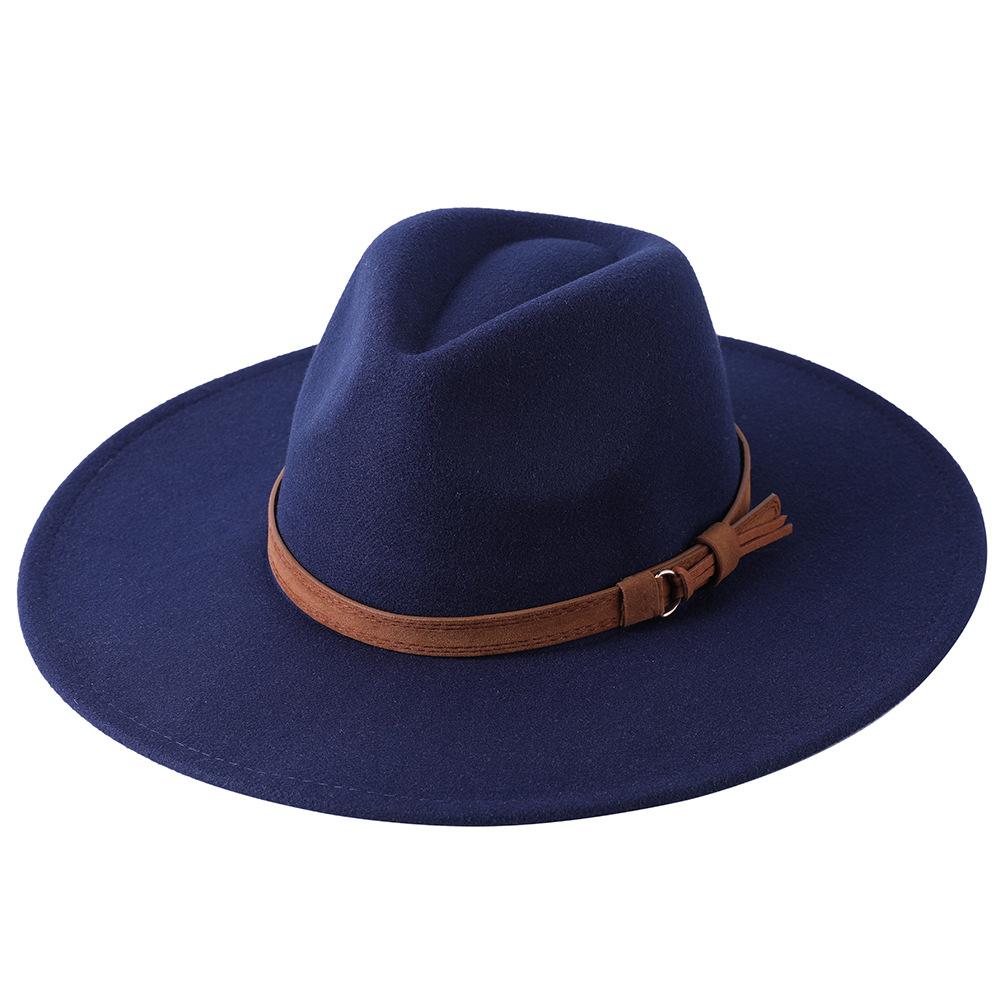 Sombrero de fieltro de ala ancha europeo-americano, sombrero de copa de lana con ala de 9 cm, sombrero de jazz unisex de otoño/invierno.