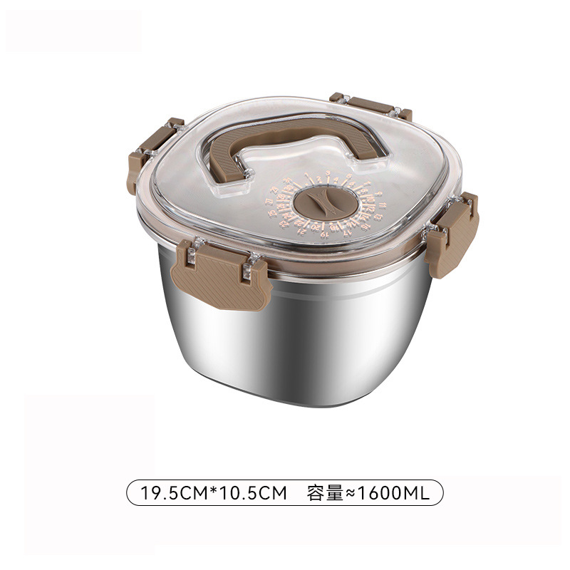 Caja de conservación fresca de acero inoxidable 304 con tapa, lonchera portátil para estudiantes de oficina de gran capacidad, caja de almacenamiento sellada para el hogar