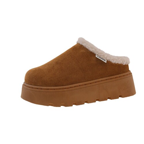 Thick sole and large size baotou slippers for women's autumn new style warm and comfortable cotton shoes, fur shoes wholesale