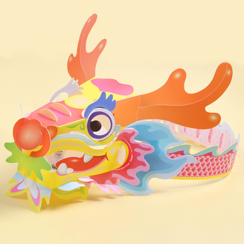 发光祥龙冠龙年春节吉祥物龙头帽子灯元宵节灯会手工玩具夜市摆摊